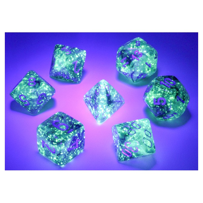 Dice: 7-set Borealis Light Smoke/silver