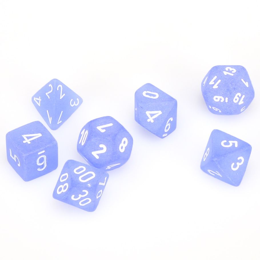 Dice: 7-set  Frosted Blue/white