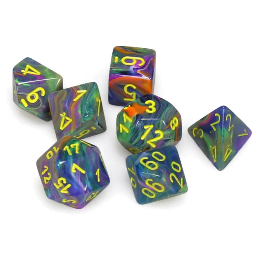 Dice: 7-set Festive Rio/yellow