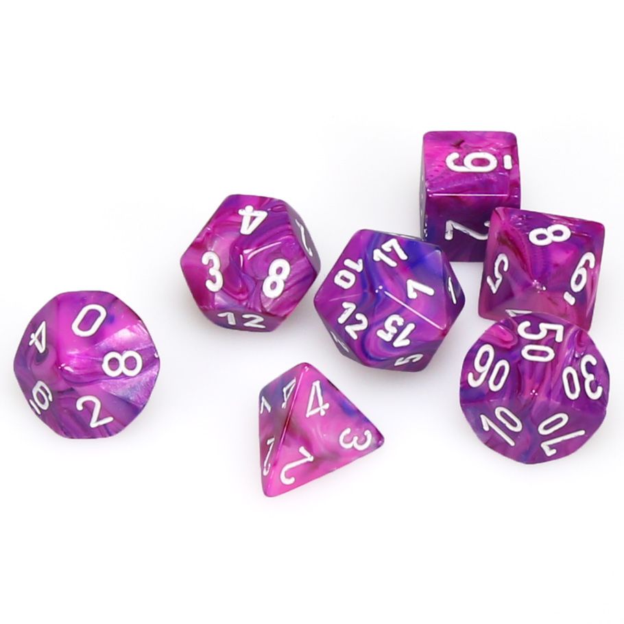 Dice: 7-set Festive Violet/white