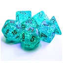 Dice: 7-set Borealis Teal/gold Luminary