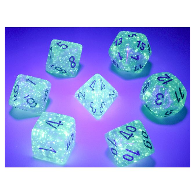 Dice: 7-set Borealis Teal/gold Luminary