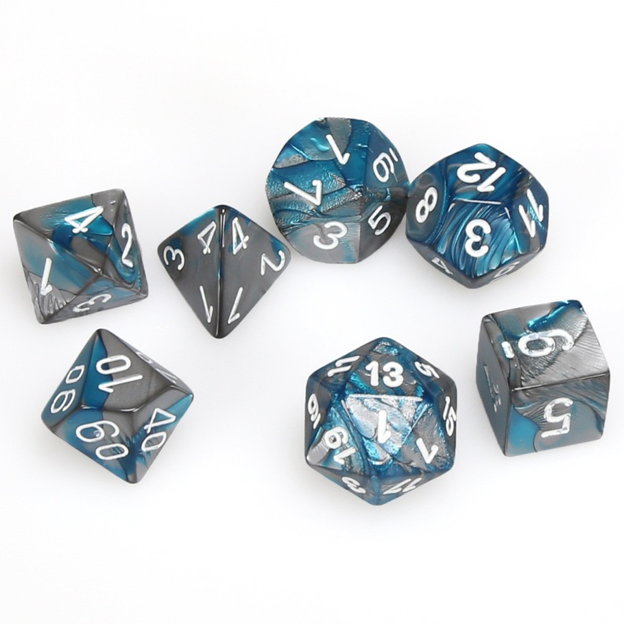 Dice: 7-set Gemini Steel-Teal/white