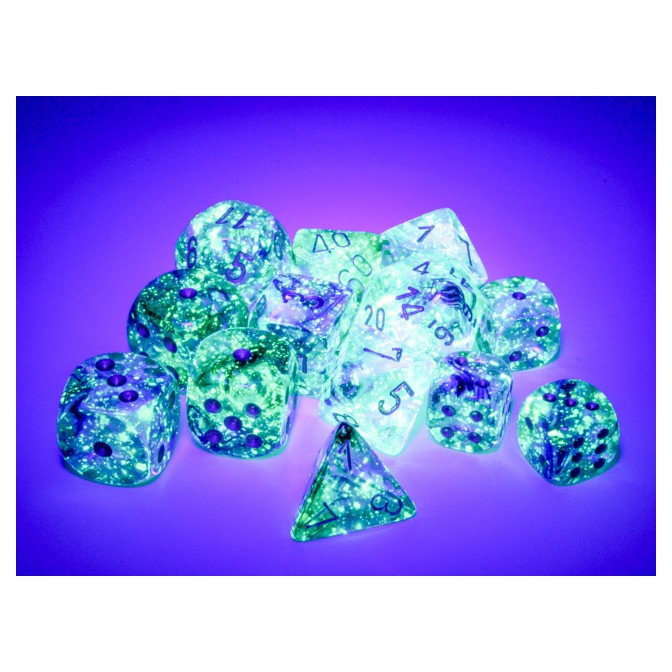 Dice: 7-set Nebula Oceanic/gold