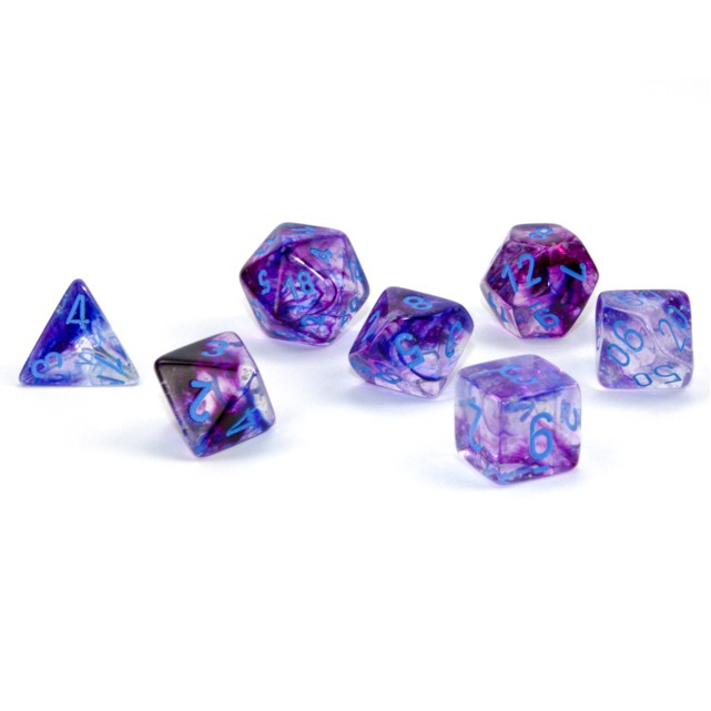 Dice: 7-set Nebula Nocturnal/blue