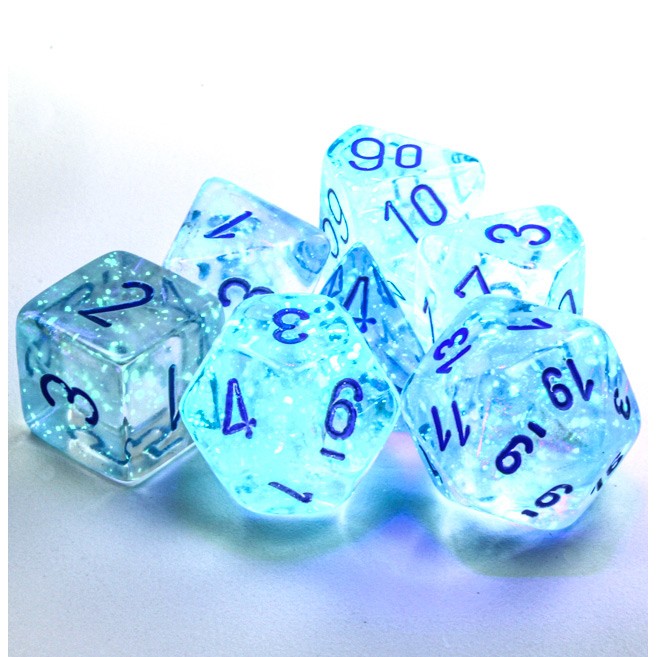 Dice: 7-set Borealis Icicle/light blue