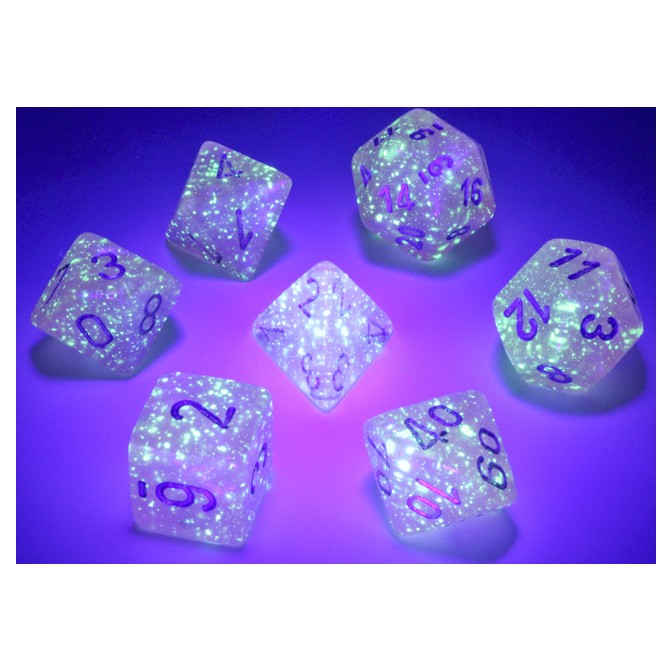 Dice: 7-set Borealis Pink/silver