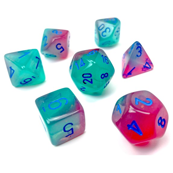 Dice: 7-set Gemini Gel Green-Pink/blue