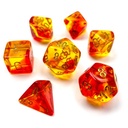 Dice: 7-set Translucent Gemini Red-Yellow/gold