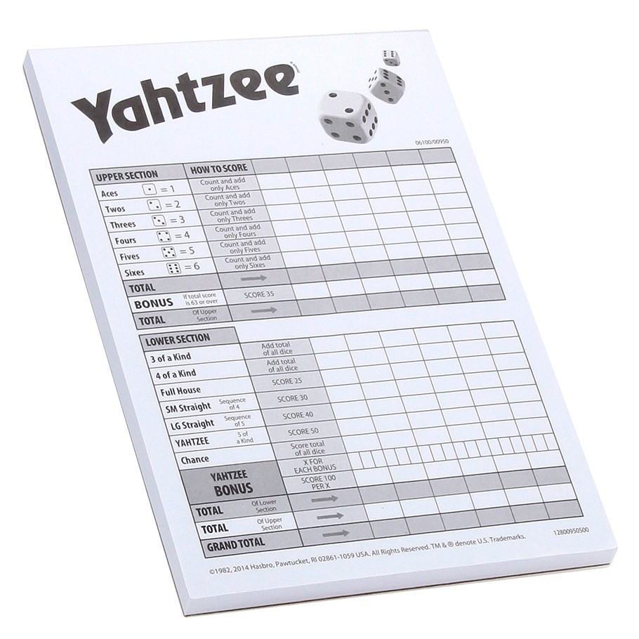 Yahtzee Score Pads