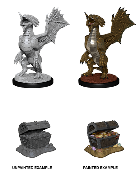 Nolzur's Marvelous Miniatures: Bronze Dragon Wyrmling & Pile of Sea Found Treasure