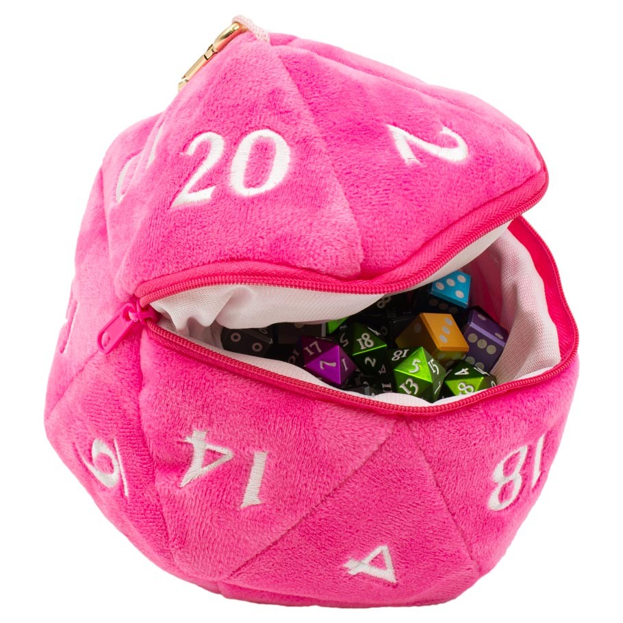 Dice Bag: Hot Pink D20 Plush Dice Bag