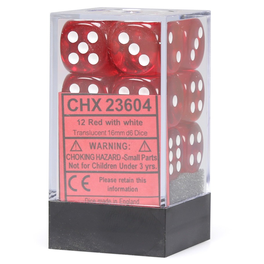 Dice: 12d6 Translucent Red/white