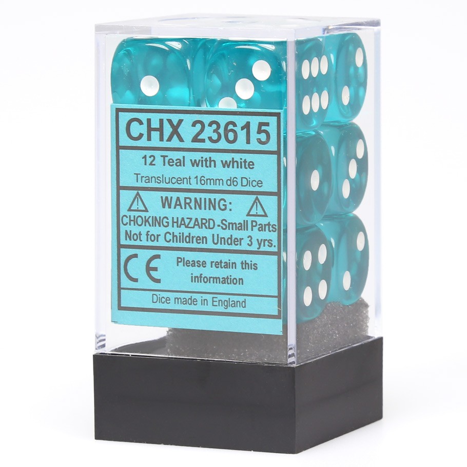 Dice: 12d6 Translucent Teal/white