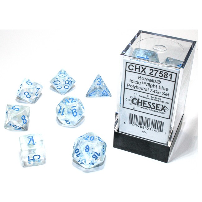 Dice: 7-set Borealis Icicle/light blue