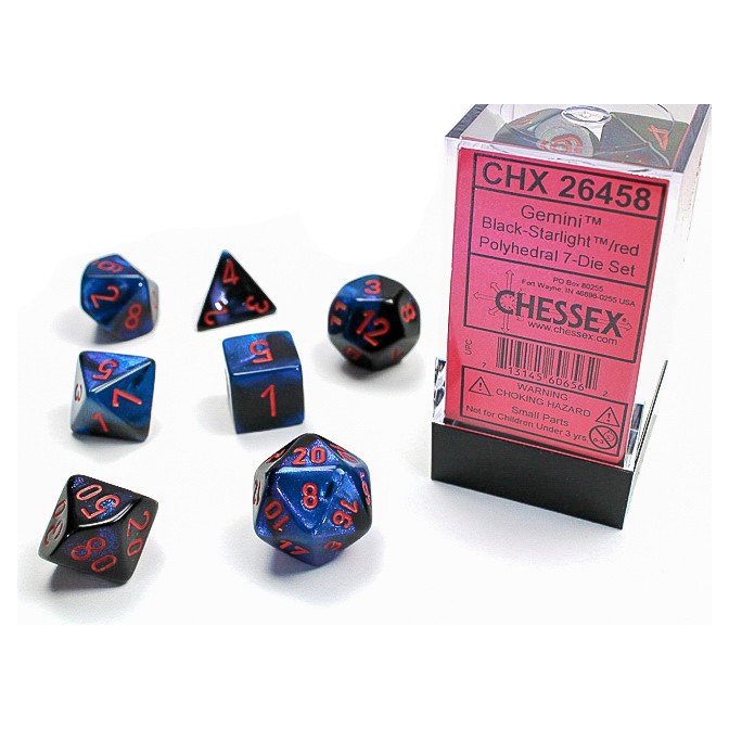 Dice: 7-set Gemini Black-Starlight/red