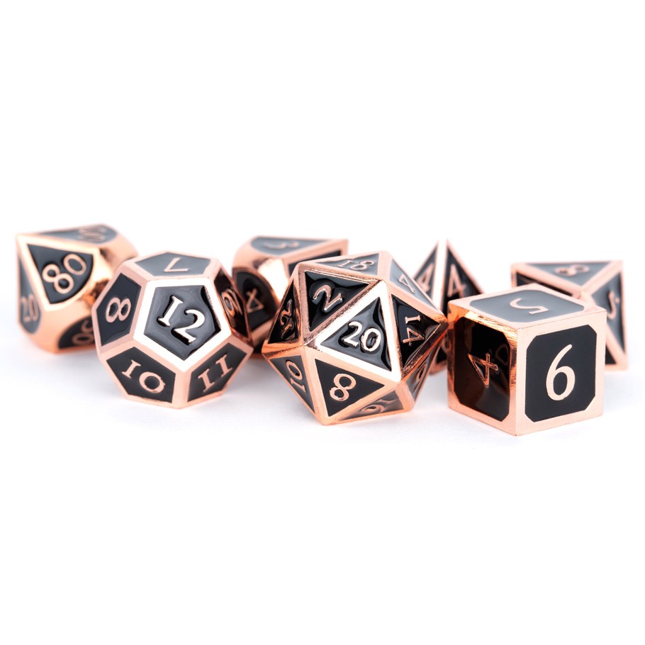 Dice: 7-set Metal Enamel Black/copper