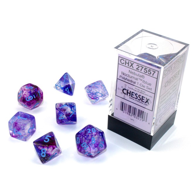 Dice: 7-set Nebula Nocturnal/blue