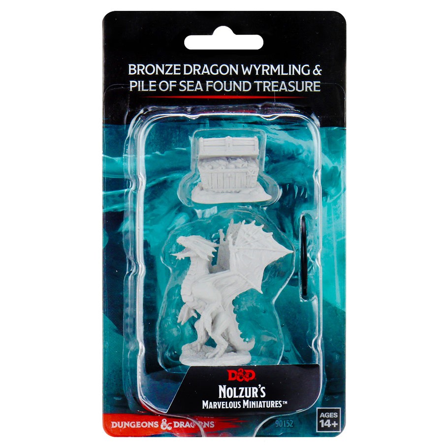 Nolzur's Marvelous Miniatures: Bronze Dragon Wyrmling & Pile of Sea Found Treasure