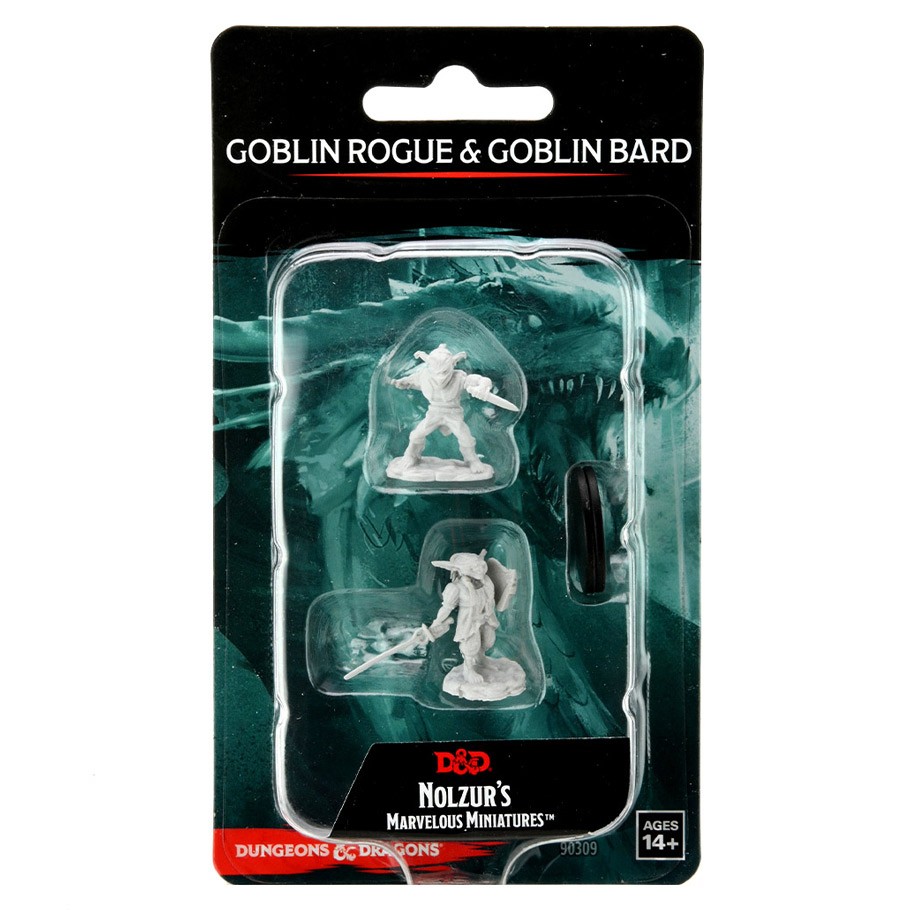 Nolzur's Marvelous Miniatures: Goblin Rogue Male & Goblin Bard Female