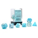 Dice: 7-set Gemini Pearl Turquoise-White/blue