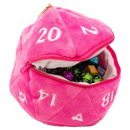 [ULP16036] Dice Bag: Hot Pink D20 Plush Dice Bag