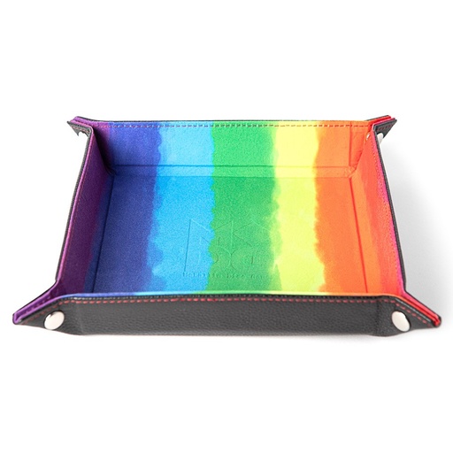 [LIC538] Dice Tray: Leather/Velvet, Square, Rainbow Watercolor