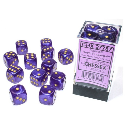 [CHX27787] Dice: 12d6 Borealis Royal Purple/gold