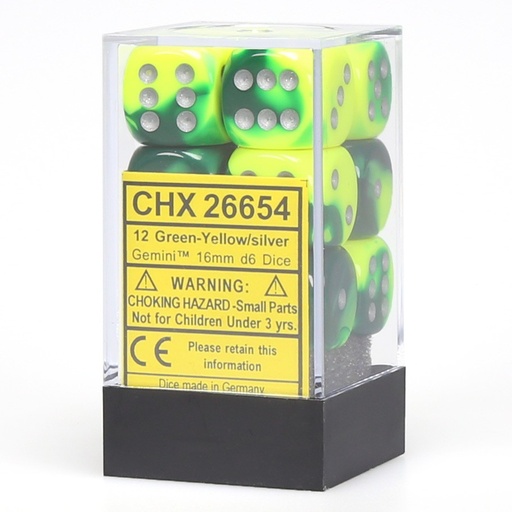 [CHX26654] Dice: 12d6 Gemini Green-Yellow/silver