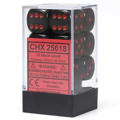 [CHX25618] Dice: 12d6 Opaque Black/red