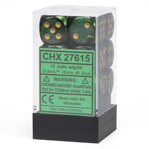 [CHX27615] Dice: 12d6 Scarab Jade/gold