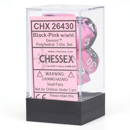 [CHX26430] Dice: 7-set Gemini Black-Pink/white