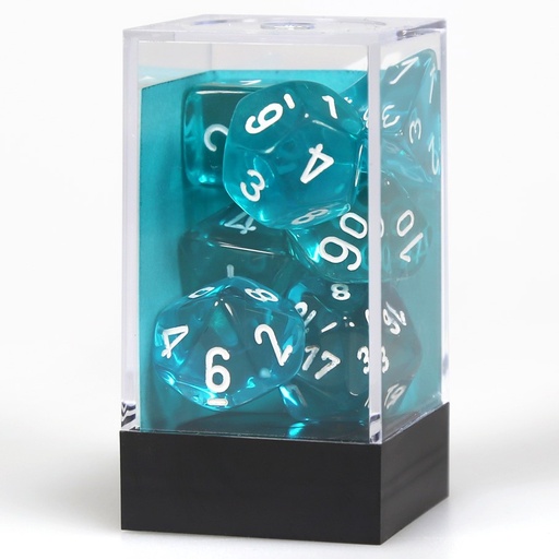 [CHX23085] Dice: 7-set Translucent Teal/white