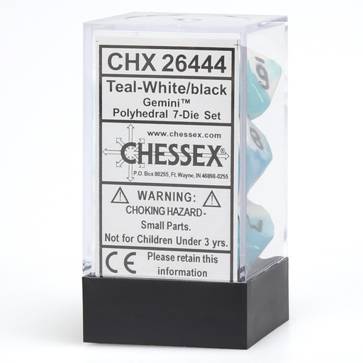 [CHX26444] Dice: 7-set Gemini Teal-White/black