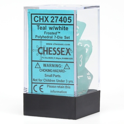 [CHX27405] Dice: 7-set Frosted Teal/white