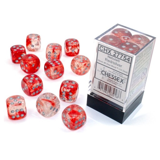 [CHX27754] Dice: 12d6 Nebula Red/silver