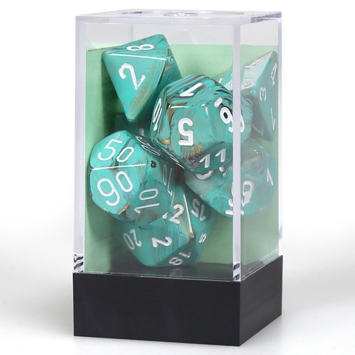 [CHX27403] Dice: 7-set Marble Oxi-Copper/white