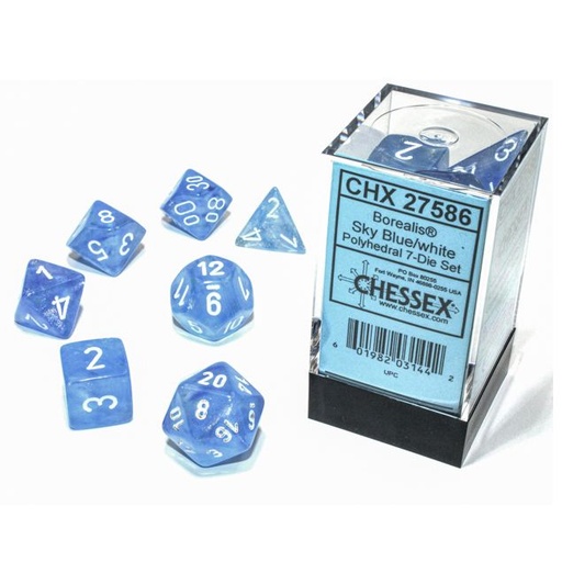 [CHX27586] Dice: 7-set Borealis Sky Blue/white Luminary